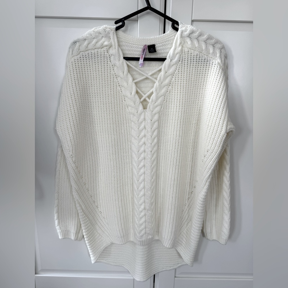 Love by Design Cross Front Double Braided Sweater - Picture 2 of 5